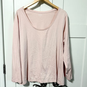 Lands End Women's Pink Long Sleeve Top scoop neck tee top size 2x